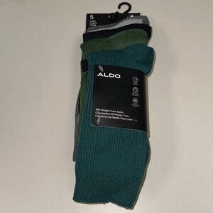 ALDO Men’s Mid Crew Green Black Gray Ribbed Cotton Blend Dress Socks 5 pack